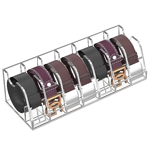 ANTEISI Acrylic Belt Organizer, 7 compartment，acrylic belt organizer for closet,belt checkroom and present for friends