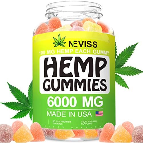 Vegan Hémp Oil Gummies for Pain, Anxiety, Stress & Inflammation Relief, Sleep, Relaxation, Calm & Mood Support, Hémp Extract Gummies 6000 MG - Natural Organic Premium Hémp Gummies Made in USA