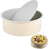 Guowall 8 inch Cake Pan Removable Bottom Carbon Steel with Nonstick Coating Chiffon Cake Tin Round Shaped Cheese Cake Mould for Baking - Cream Color