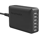 RAVPower 60W 6-Port USB Charging Station with 12A Total Output, Travel Friendly Desktop Charger with Multiple Protections and a 2.4A Max Output per Port for Simultaneous iSmart Charging -Black