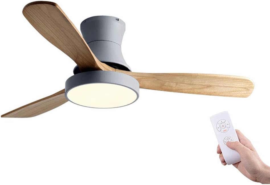 Scandinavian Style Ceiling Fan with Light, 3 Wooden Blades Air Cooler