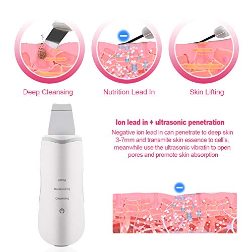 Electric Facial Skin Scrubber Blackhead Remover - Comedone Extractor - Pore Cleaner Removal Kit - Skin Exfoliator Facial Lifting Tool - Face Spatula Cleansing Brush