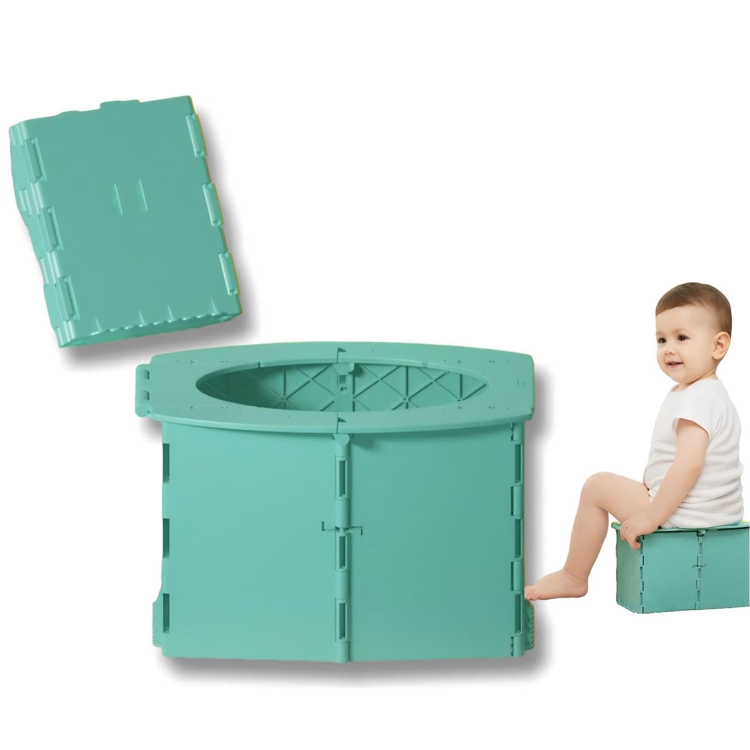 Photo 1 of VUFVOID Travel Potty for Kids, Reusable Portable Folding Potty for Toddler, Travel Foldable Toilet for Travel Outdoor Camping, Toddler Potty Seat for Baby Training (Green)
