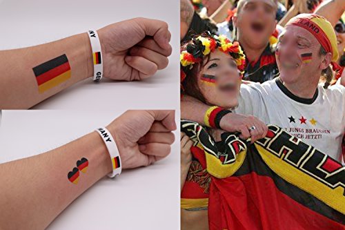 image for voidsyn Germany Flag Silicone Rubber Wristband Bracelets,Tattoo Sticke