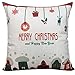 BLUETTEK Merry Christmas Series Cotton Linen Decorative Throw Pillow Covers 18 Inch by 18 Inch, (Set of 6)