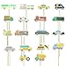 Shxstore Set of 18 Car Truck Tractor Excavator Dumpers Ambulance Bus Taxi Vehicle Cupcake Toppers Picks DIY Cake Topper Toolkit