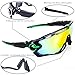 Road Mountain Cycling Glasses Goggles Eyewear Polarized Cycling Bicycle Sunglasses ,With 5 Interchangeable Lenses (Green and black)