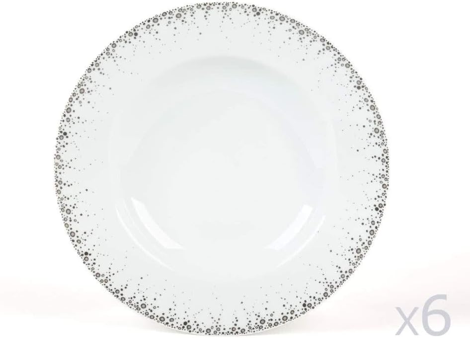 Table Passion - Borealis - Assiette creuse en porcelaine decorée pois moucheté ( par 6)