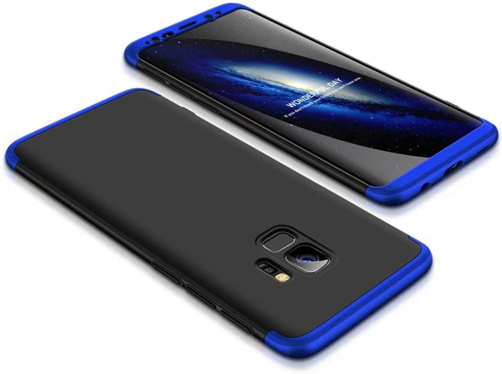 FHXD Compatible with Samsung Galaxy S9 Case Shockproof 360 Protective Cover [Screen Protector] Ultra Thin Anti Scratch 3 in 1 Protective Case MEHRWEG-Blue Black