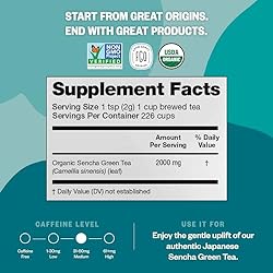 FGO Organic Sencha Loose Leaf Tea, Resealable