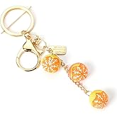 Simulated Food Fruit Orange Keychain Accessories for Women Teen Girls Cute 3D Cartoon Novelty Keychains for Adults Female Gold Resin Purse Car Backpack Cell Phone Case Keychains Gifts for Friends Mom