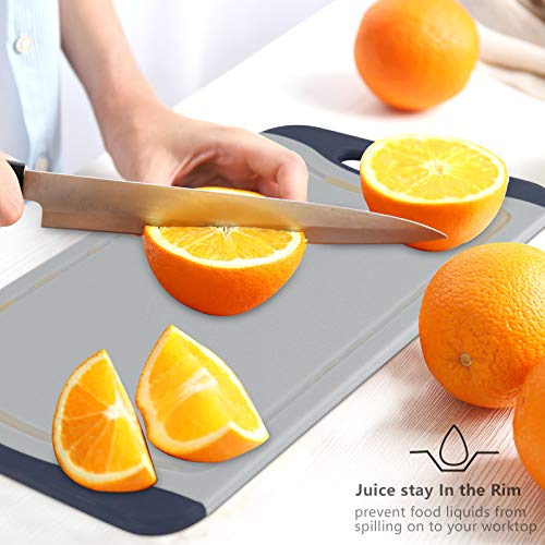Qimh Oversized Cutting Board Set,4 Piece Plastic Kitchen Cutting Boards with Non-Slip Feet and Deep Drip Juice Groove,Large Thicker Boards,Dishwasher Safe,Juice Grooves,Easy Grip Handle