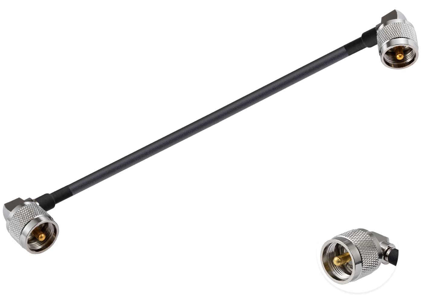 Vecys PL 259 Cable Jumper UHF Male PL-259 Right Angle to UHF Male PL-259 Right Angle Low Loss Digital Coax Cable RG58 12"/30CM for Walkie Talkie HAM & CB Radio SWR Meter Antenna Analyzer