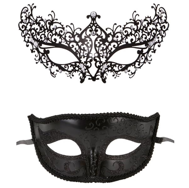EDLMKM 2 Pcs Couple Masquerade Masks Venetian Party Mask Halloween Costume Carnival Mask for Couples Women and Men, Mardi Gras Decorations Venetian Maskss, Masquerade Ball Masks for Party, Carnival