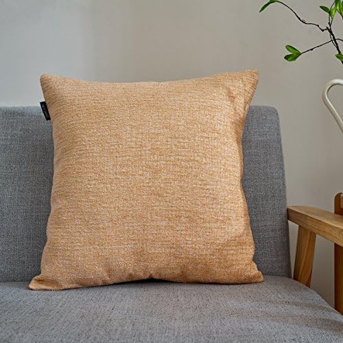 Hey Tang Chenile Velvet Soft Soild Decorative Square Throw Pillow Covers Set Cushion Case for Sofa Bedroom Car 24 x 24 Inch 60 x 60 Cm,PapayaWhip