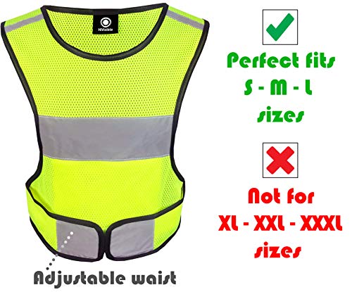 High Visibility Vest + 4 Reflective Bands. Reflective Running Vest. Reflective Vest for Walking. Safety Reflective Running Gear for Men and Women for Night Running. Reflective Tape Bands Clothing.