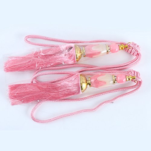 BERTERI 1 Pair Decorative Living Room Curtain Rope Tieback with Tassels, Elegant Pink Curtain Beads Tassels Holdback Window Treatment Accessories