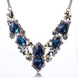 Beautiful Charming Antique Gold Crystal Rhinestone Chunky Women Collar Necklace