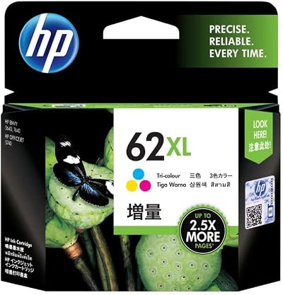 HP 62XL Tri-Color High Yield Original Ink Cartridge C2P07AE Pack of 1