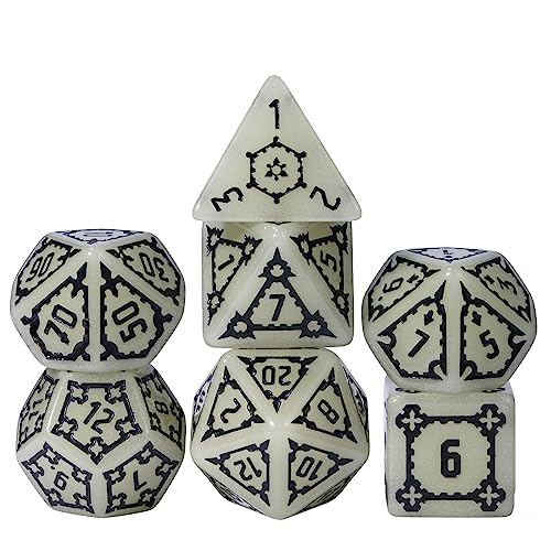 Cusdie 7 Pcs 25mm Giant DND Dice, Polyhedral Dice Set, D&D Dice for Dungeons and Dragons RPG(Glow in The Dark)