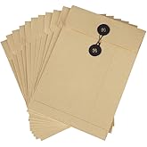 10 Pack Vintage Kraft Paper Envelope with String Closure Kraft Paper File Folders Document Organizer Pocket Envelope for Invitations Greeting Cards Letters Postcard Bills Organizer