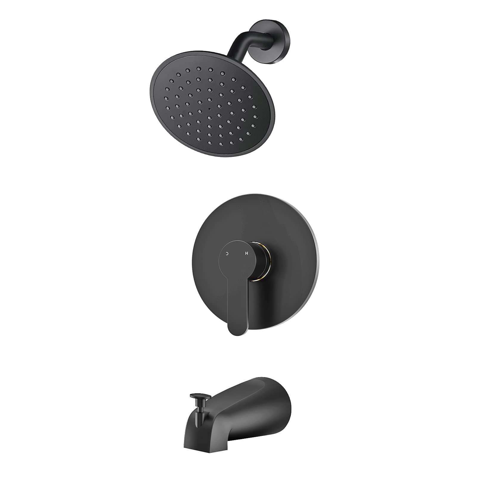 Photo 1 of (used) WRISIN Black Shower Faucet Set with Tub Spout, Black Shower Head and Handle Set, Bathtub Faucet Set with 6 Inch High-Pressure Rain Showerhead