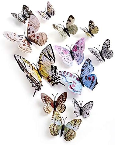 Waymeduo 12 Pieces 3D Butterfly Stickrs Fashion Design DIY Wall Decoration House Decoration Babyroom Decoration