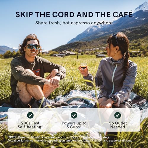 OutIn Nano Portable Electric Espresso Machine, Travel Camping Coffee Maker, Self-Heating USB-C Car Coffee Maker with Ground Coffee and NS Capsule