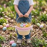 Wickerfield Wicker Easter Basket Kids Pink Floral 8.5in Wide 4.5in Tall view 4