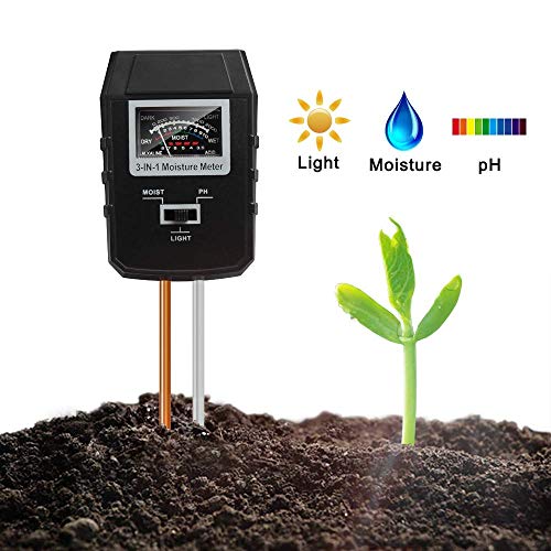 Mosthink Soil Tester 3 In 1 , Updated Moisture Light PH Meter Kit for Soil Garden Lawn Indoor Outdoor Plants Care (No Battery Needed)