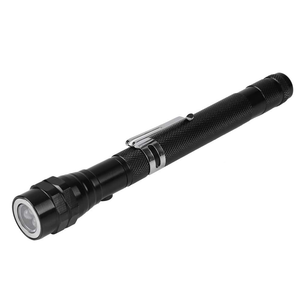 Zerodis Portable Telescopic Flexible Extensible Led Flashlights Torch Magnetic Head Pick Up Tool Flash Light Lamp Mini Pocket Flashlight with Clip, Small Flashlights for Inspection, Work