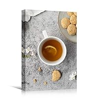 Canvas Wall Art Teacup Coffee Drinks Farmhouse/Country Kitchen Multicolor Photography Urban - 12x18 inches