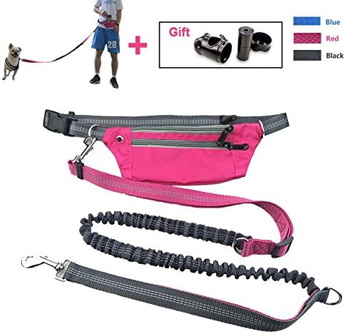 MS KeKe Hands Free Dog Leash with Waist Pouch and Adjustable Running Belt, and Free Poop Bag with Dispenser