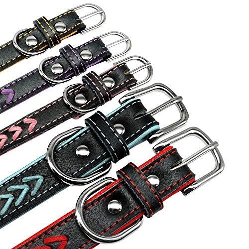 Assyrian Custom Leather Dog Collar Personalized Engraved Puppy Cat Dog Tag Collar With Nameplate For Small Medium Large Dogs (Size S)