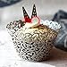 Gospire 50 pcs Pearl Lace Filigree Wedding Cupcake Wrapper Baking Cake Cups Wraps Party Decoration Laser Cut Silver Gray