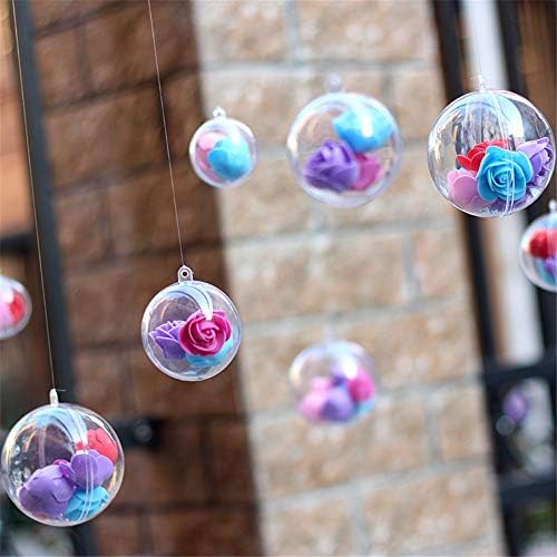MonLiya 20 Pack 90mm Clear Ornaments Balls, DIY Transparent Plastic Fill-able Bauble Sphere Ornament Hanging Hollow Ball Gifts for Wedding Party Christmas Home Decor