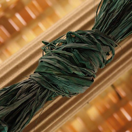 Premium Real Natural Raffia From Madagascar Raffia Palms- 8 ounces (Hunter Green)