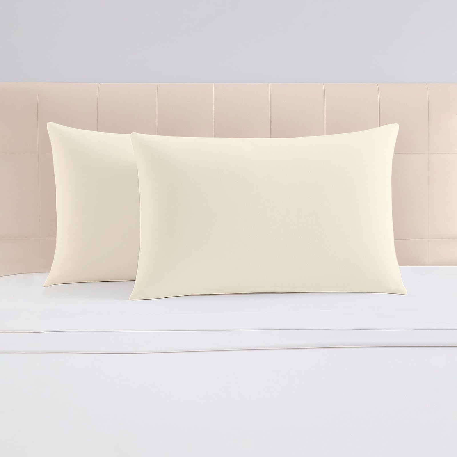 Pizuna Luxurious Cotton Housewife Pillowcases 2 Pack Ivory 48x74cm, 1000 Thread Count Long Staple Combed Cotton Thick Pillow Cover, Soft Sateen Housewife Pillow Cases (Cooling Pillowcase) — image 1