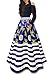 VLUNT Women's African Floral Print A Line Long Skirt Pockets Two Pieces Maxi Dress,Blue,Large