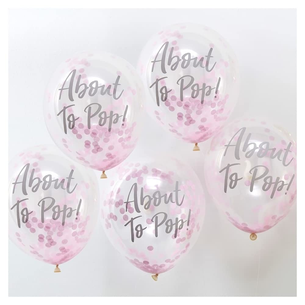 Ginger Ray Pink Confetti About To Pop Baby Shower Balloons Room Decoration x 5 - Oh Baby!
