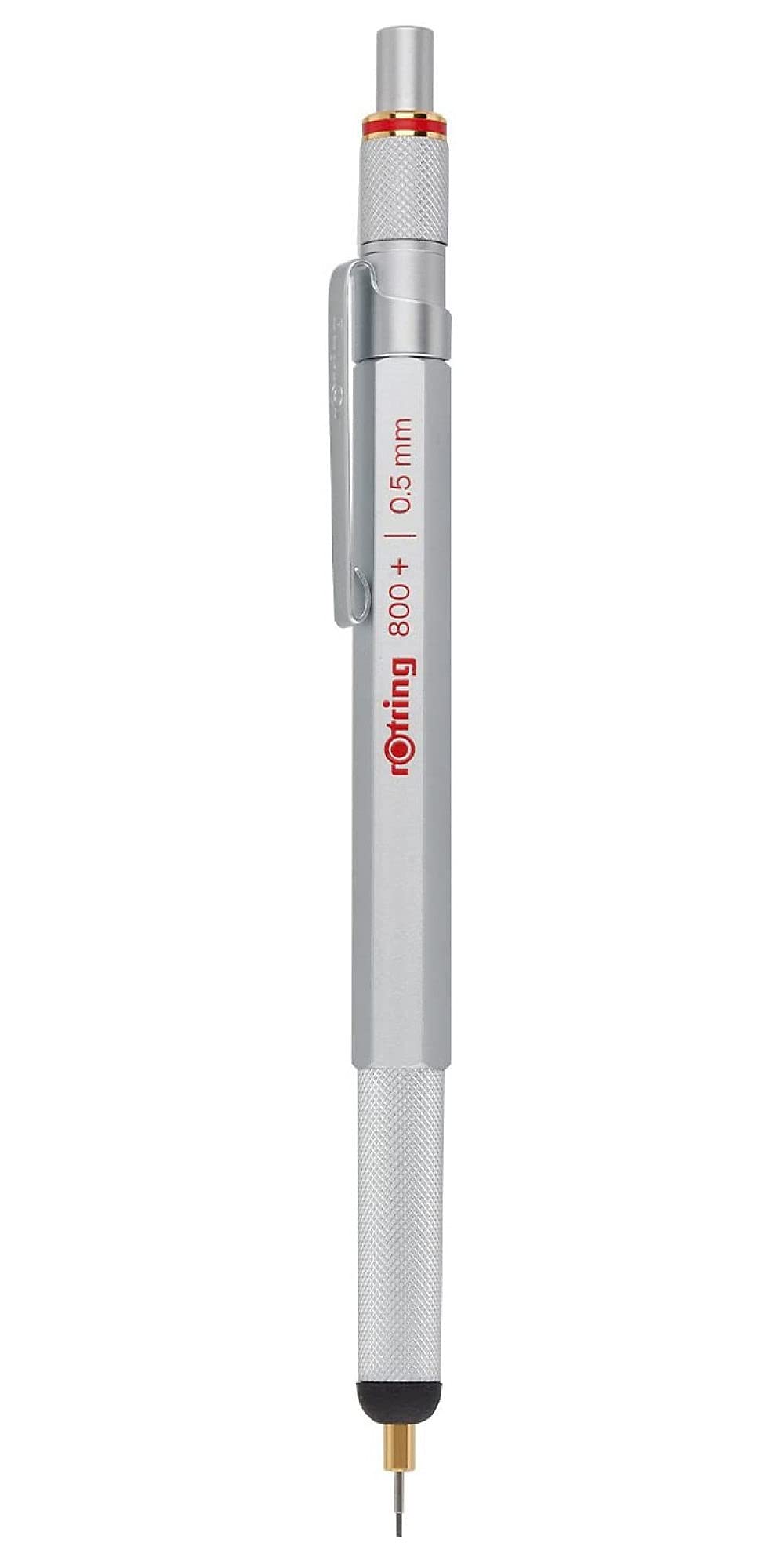 rOtring 800+ Mechanical Pencil and Touchscreen Stylus, 0.5 mm, Silver Barrel (1900183)
