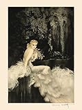 Fashion Blond Lady White Dress Flowers Bouquet by Louis Icart 12