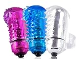 3 Speed Finger Bullet with Pulse Mode and 3 Different Textures, Great for Clitoral, Vaginal or Anal Play. For Couples or Solo Play! (Ships Assorted Blue/tingly, Purple/nubby and Red/wavy -) Sex Toy!