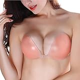 U-Zomir Women's Fashion Strapless Deep V-shaped Adhesive Silicone Invisible Push-up Bra (Cup C)