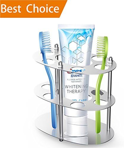 siweity Toothbrush Holder, Stainless Steel Toothbrush and Toothpaste Holder/Stand, Razor Blade Organizer Stand for Bathroom-Round