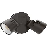 Lithonia Lighting HomeGuard 2-Light LED Outdoor Flood Lights, 4000K, Bronze | Dark Bronze Wall or Ceiling Mount LED Outdoor Lights, 4000K Cool White, Round Heads (HGX LED 2RH 40K 120 DDB M2)