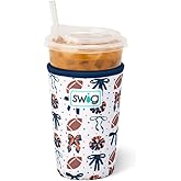 Swig Life Medium Iced Cup Coolie, Standard 22oz Iced Coffee Cup Insulator Sleeve with Handle, Neoprene Insulated Coolie Keeps Drinks Cold (We've Got Spirit Navy + Orange)