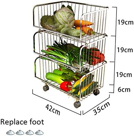 ステンレスキッチントロリー ユーティリティ 収納 多機能 モバイルサービス車 野菜および果物収納バスケット Pasadenahc