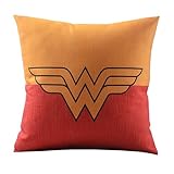 Createforlife Cotton Linen Square Decorative Throw Pillow Case Cushion Cover Creative Cartoon Wonder Woman 18