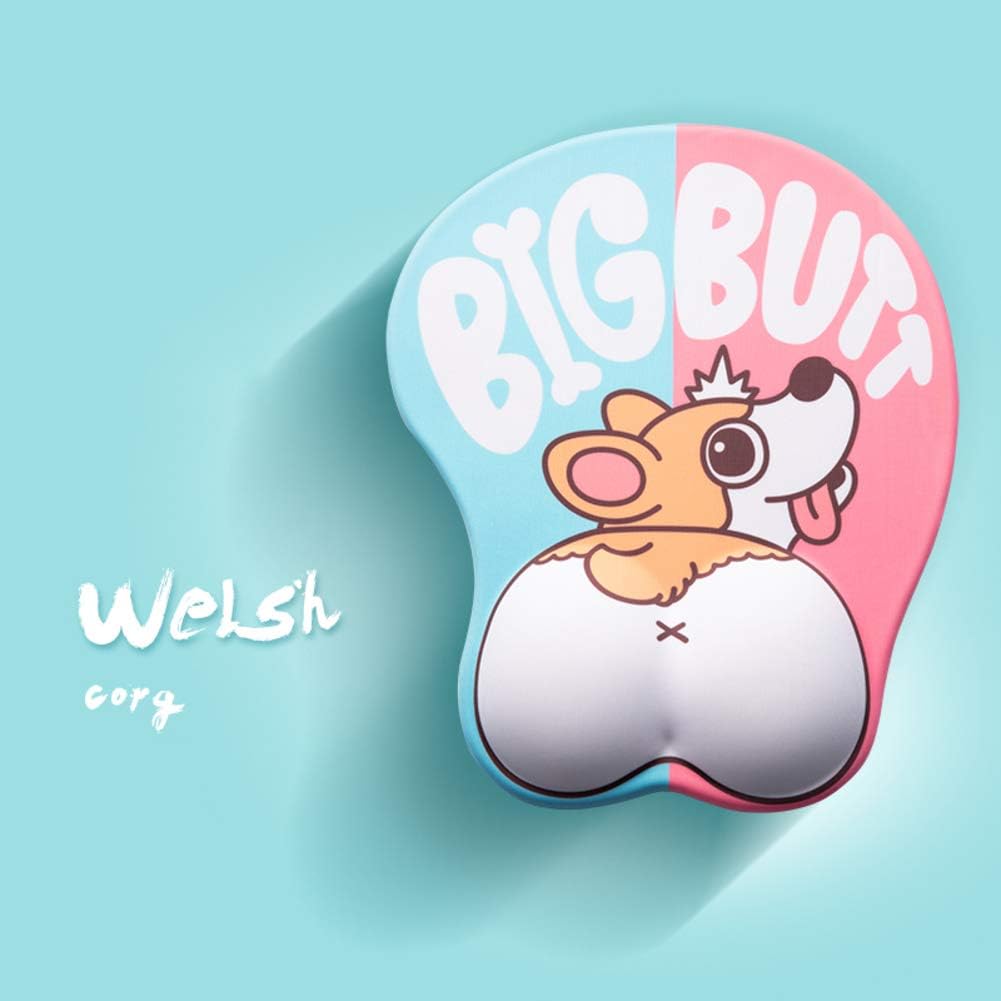 Anime 3D Mouse Pad,Ergonomic Soft Wrist Rest Silicon Gel Gaming Mousepad with Wrist Support Cute Corgi Dog Mouse Mat for Girls-a
